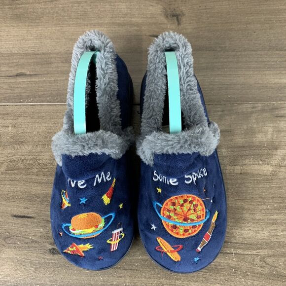 Wonder Nation Boys Size 13-1 Fur Slipper Pizza Burger Give Me Some Space Suede - Picture 2 of 11
